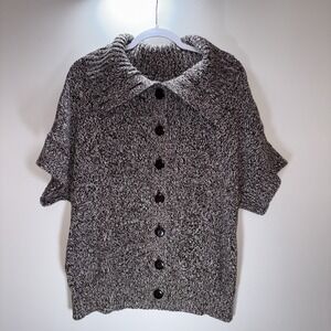 Y2K CJ Banks Women Short Sleeve Brown Sweater Size 1X Business/Casual Chic Retro